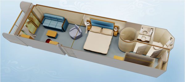 Cabine familiale Concierge avec vue sur mer et véranda