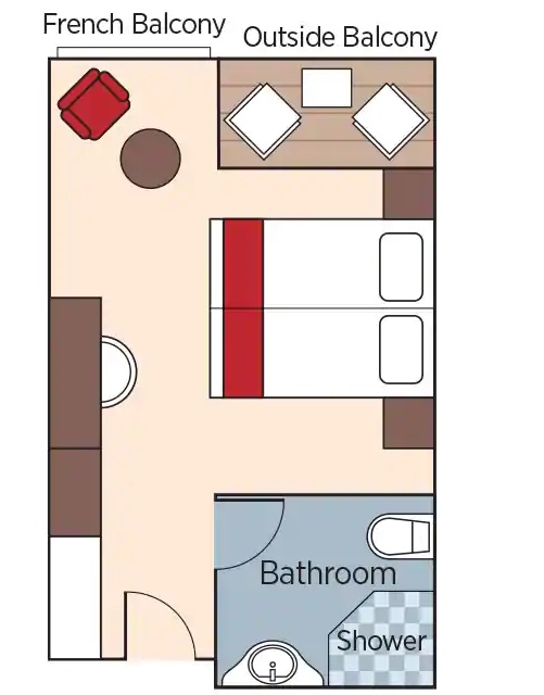 Cabine française et extérieure de catégorie A avec balcon