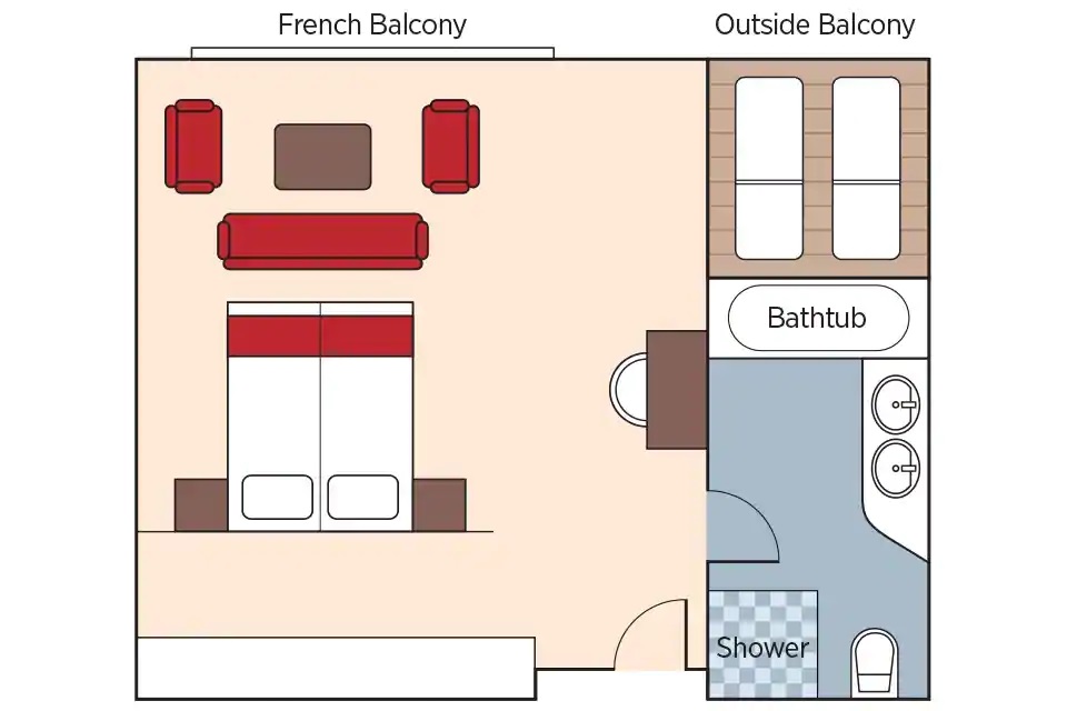 Suite française et extérieure luxueuse avec balcon