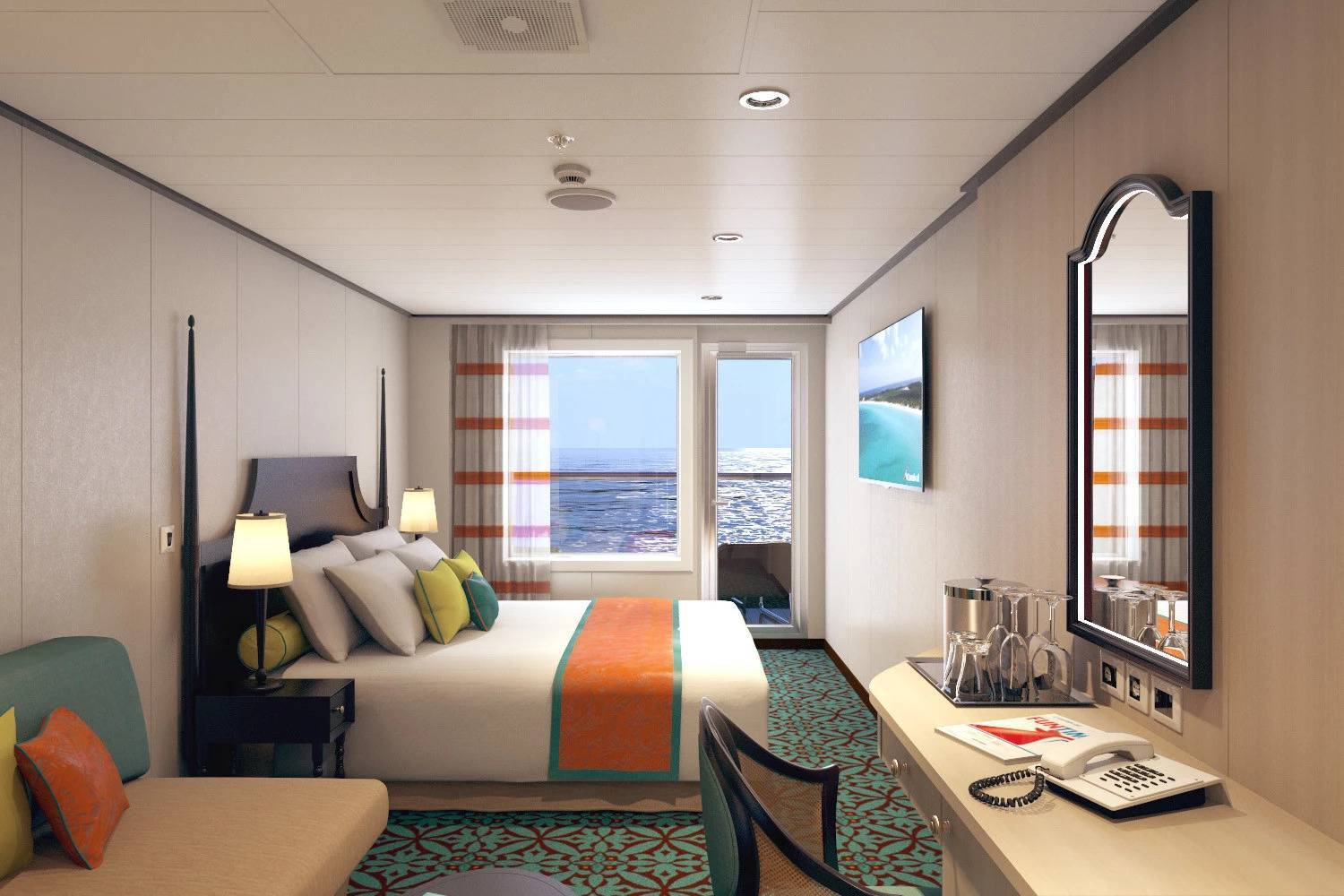 Cabine La Havre avec grand balcon orienté vers la poupe