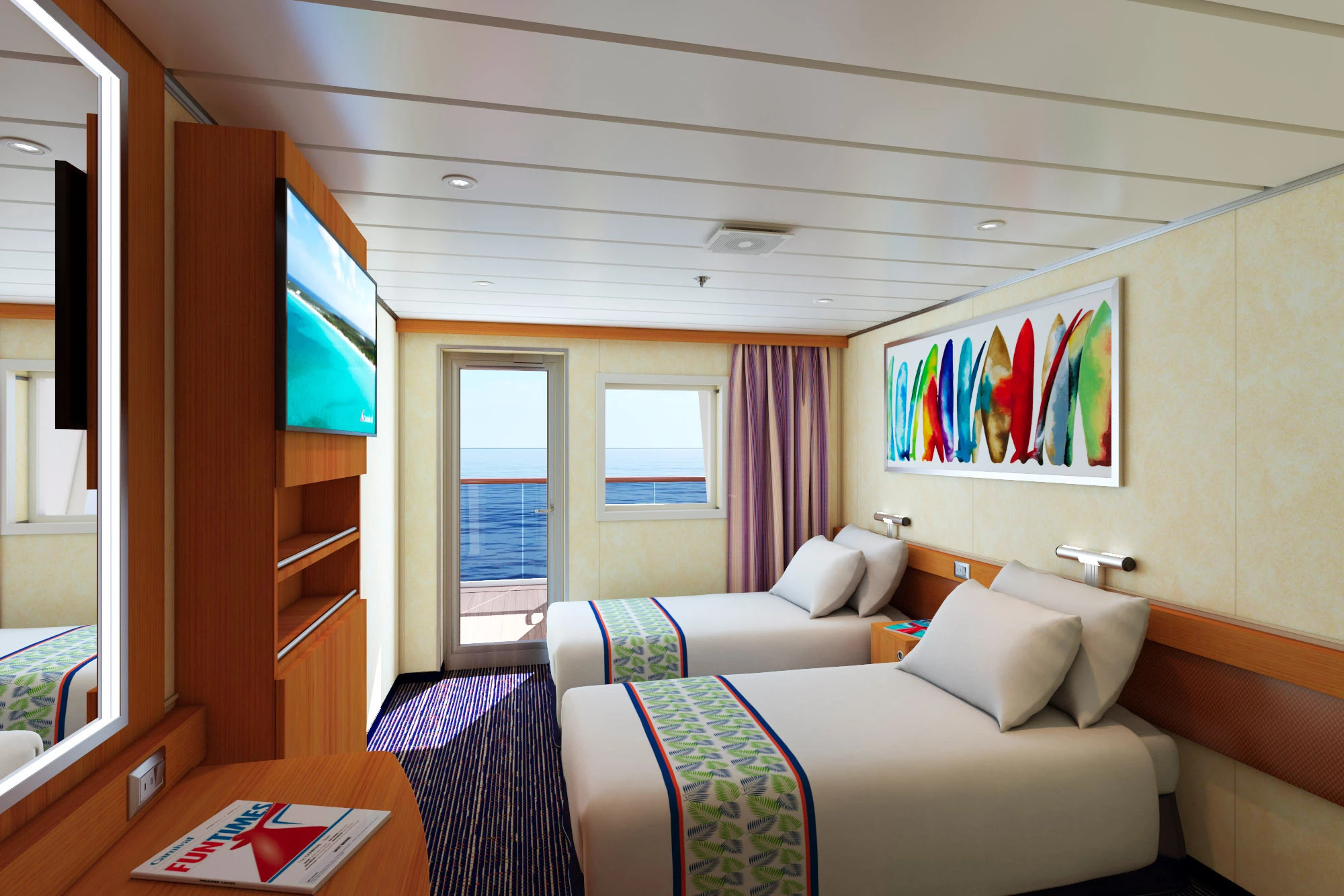 Cabine avec grand balcon et vue orientée vers la poupe
