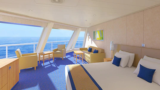 Cabine avec vue panoramique sur océan