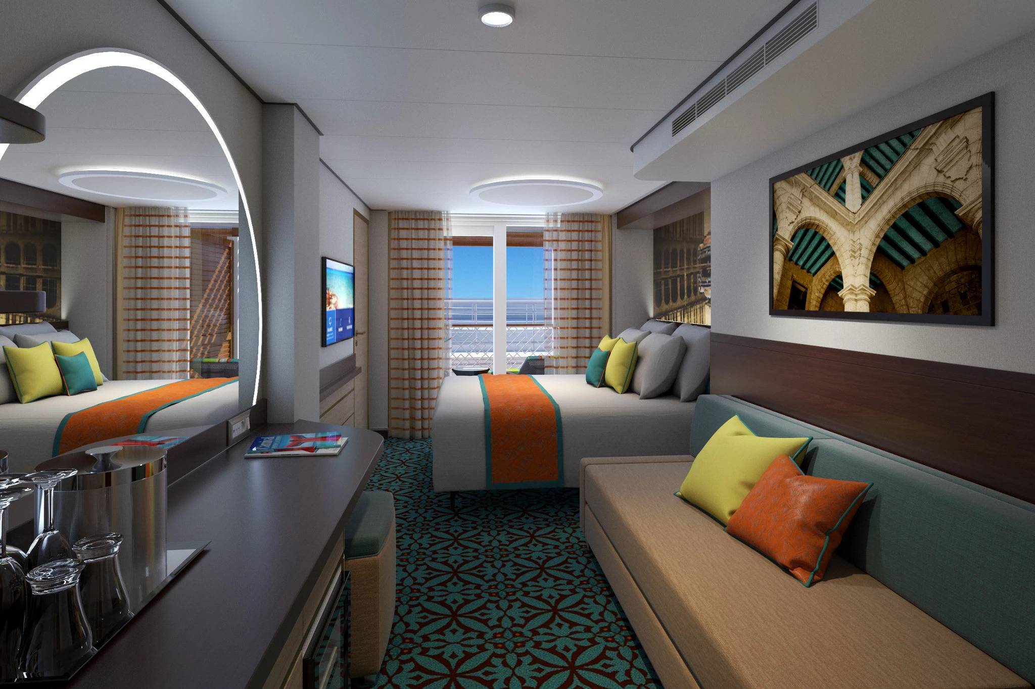 Cabine Havana avec grand balcon et vue sur l'avant du navire