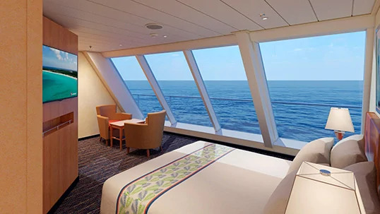 Cabine avec vue panoramique sur l'océan