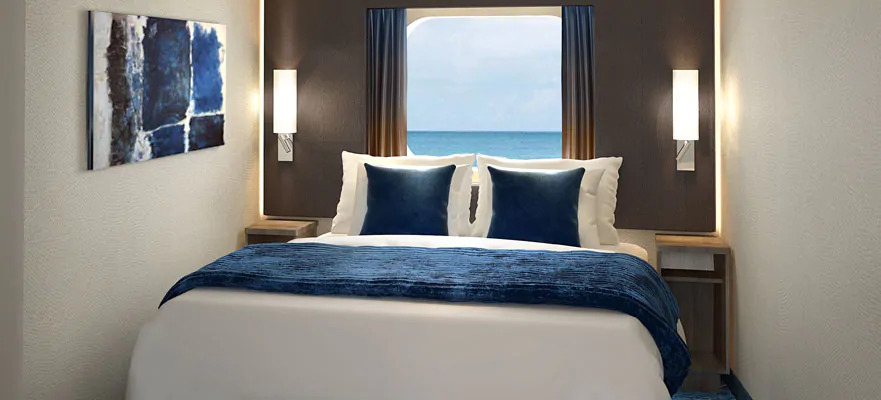 Cabine avec vue sur mer et baie vitrée