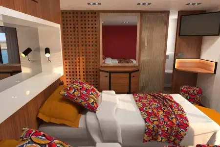 Cabine à deux lits sur le pont principal