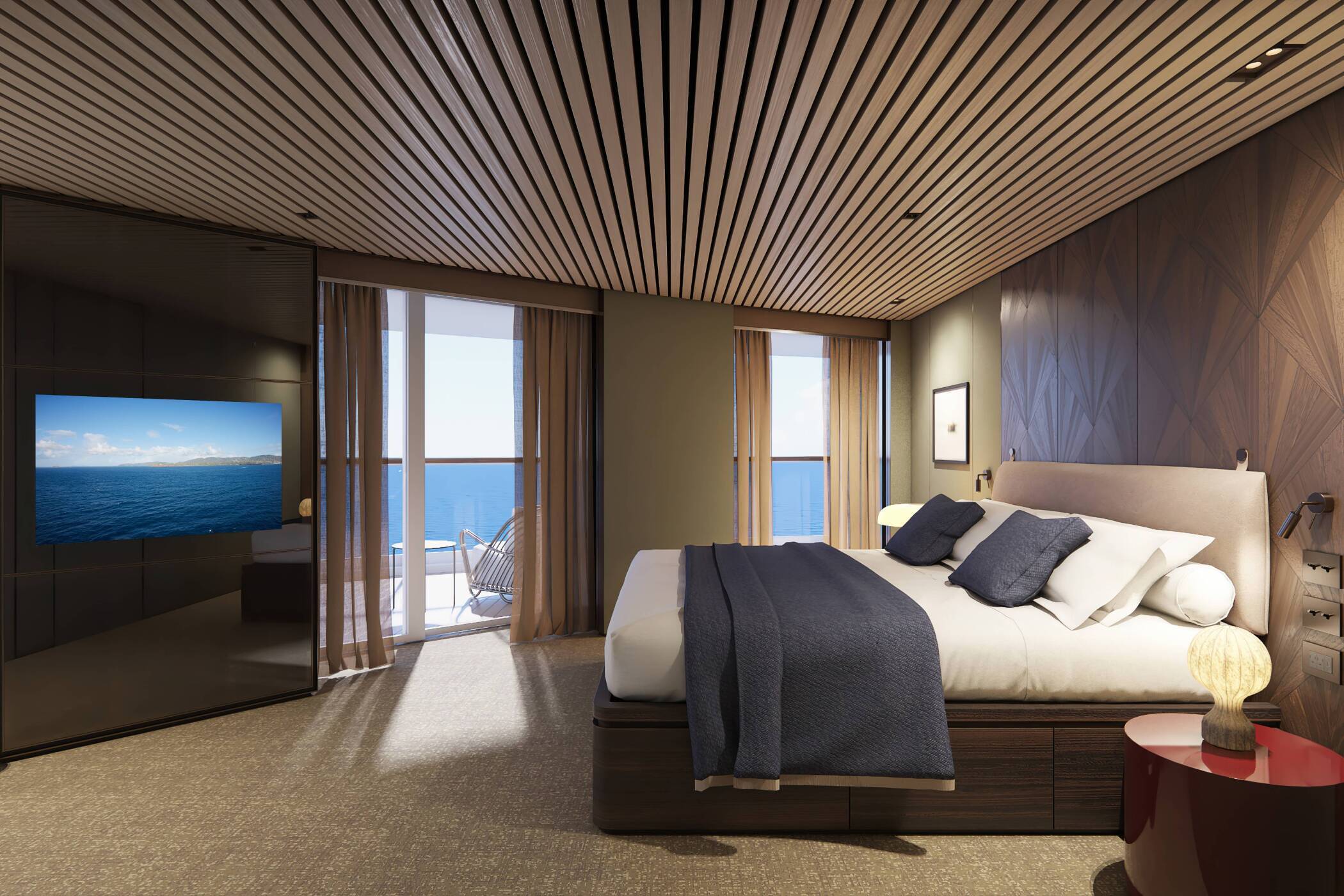 Suite du propriétaire avant avec chambre principale et grand balcon