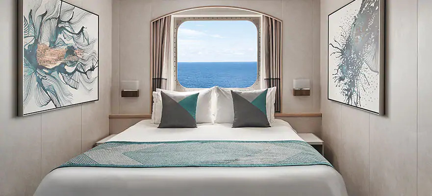 Cabine avec vue sur mer et baie vitrée