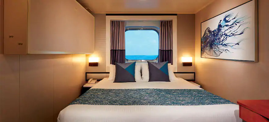 Cabine avec vue sur océan et baie vitrée
